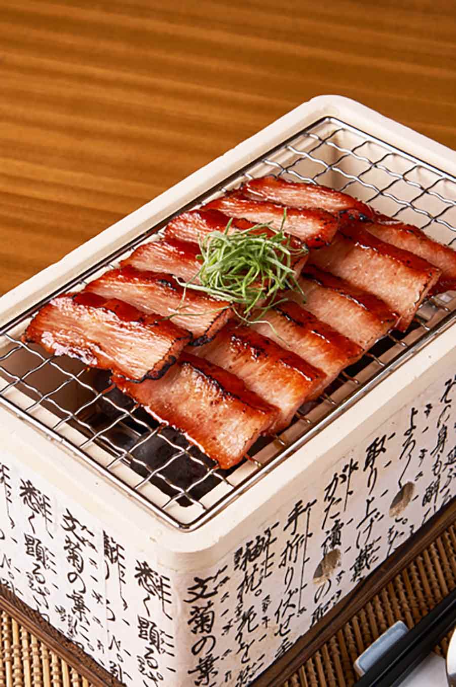 China Blue, Barbecued honey-glazed Matsusaka pork neck.