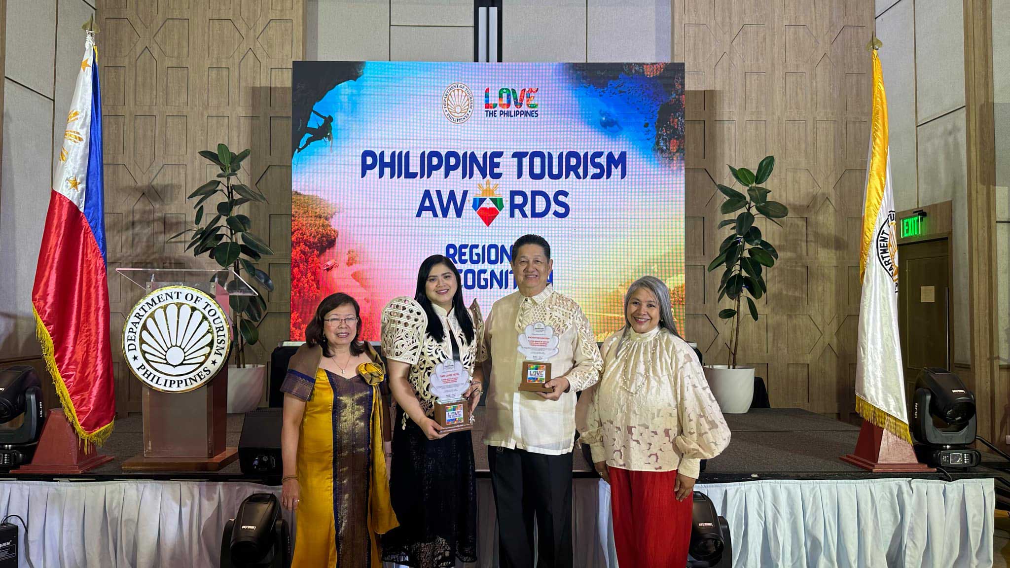 EK President and CEO Mario O. Mamon (3rd, from left) together with Head of Learning and Development Pauline Barreiro (2nd, from left) received the award during the Tourism Excellence Awards 2024 and the Philippine Tourism Awards Regional Recognition held at the Twin Lakes Hotel, Tagaytay City.