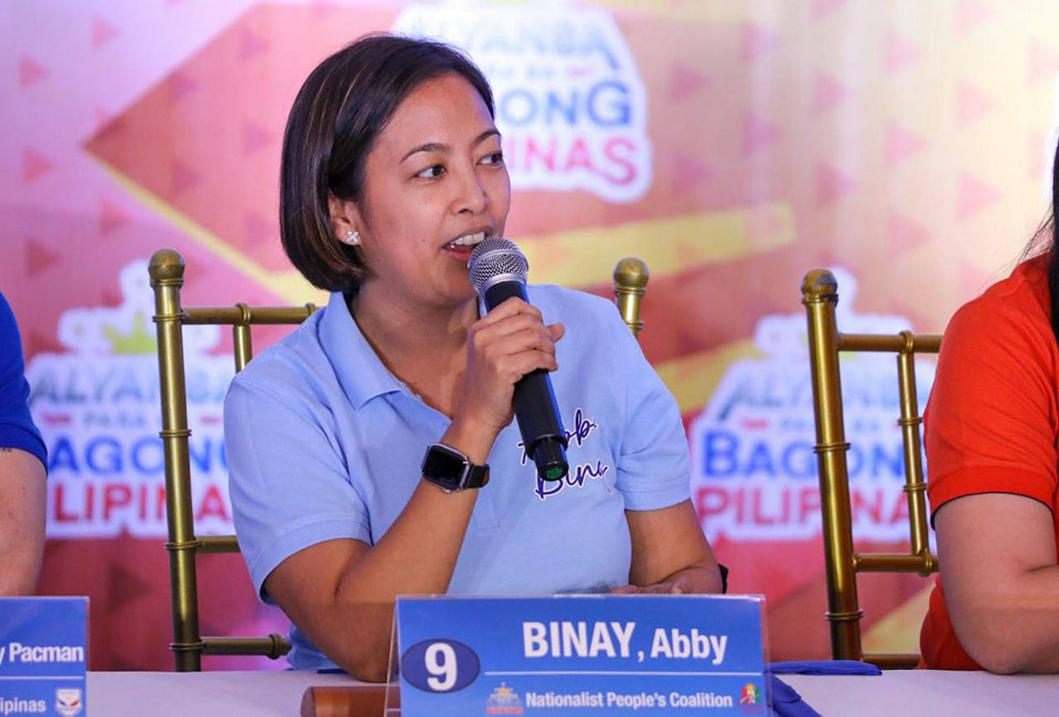 Senatorial candidate and Makati Mayor Abby Binay answers a question during a press conference in Laoag City organized by the Alyansa ng Bagong Pilipinas. | Photo from Abby Binay Abby Better Facebook page