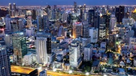 Bangkok’s skyline is photographed during sunset in Bangkok, Thailand, July 3, 2023. 