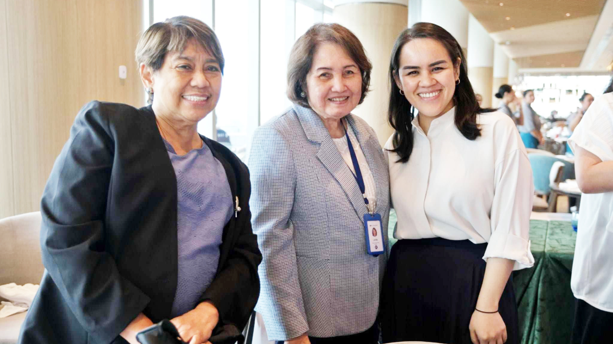 From left: SMFI’s School Building Program Head Miss Juris Soliman, Executive Director for Education Miss Linda Atayde and Malaya Business Insight President and COO Miss Monica Macasaet.