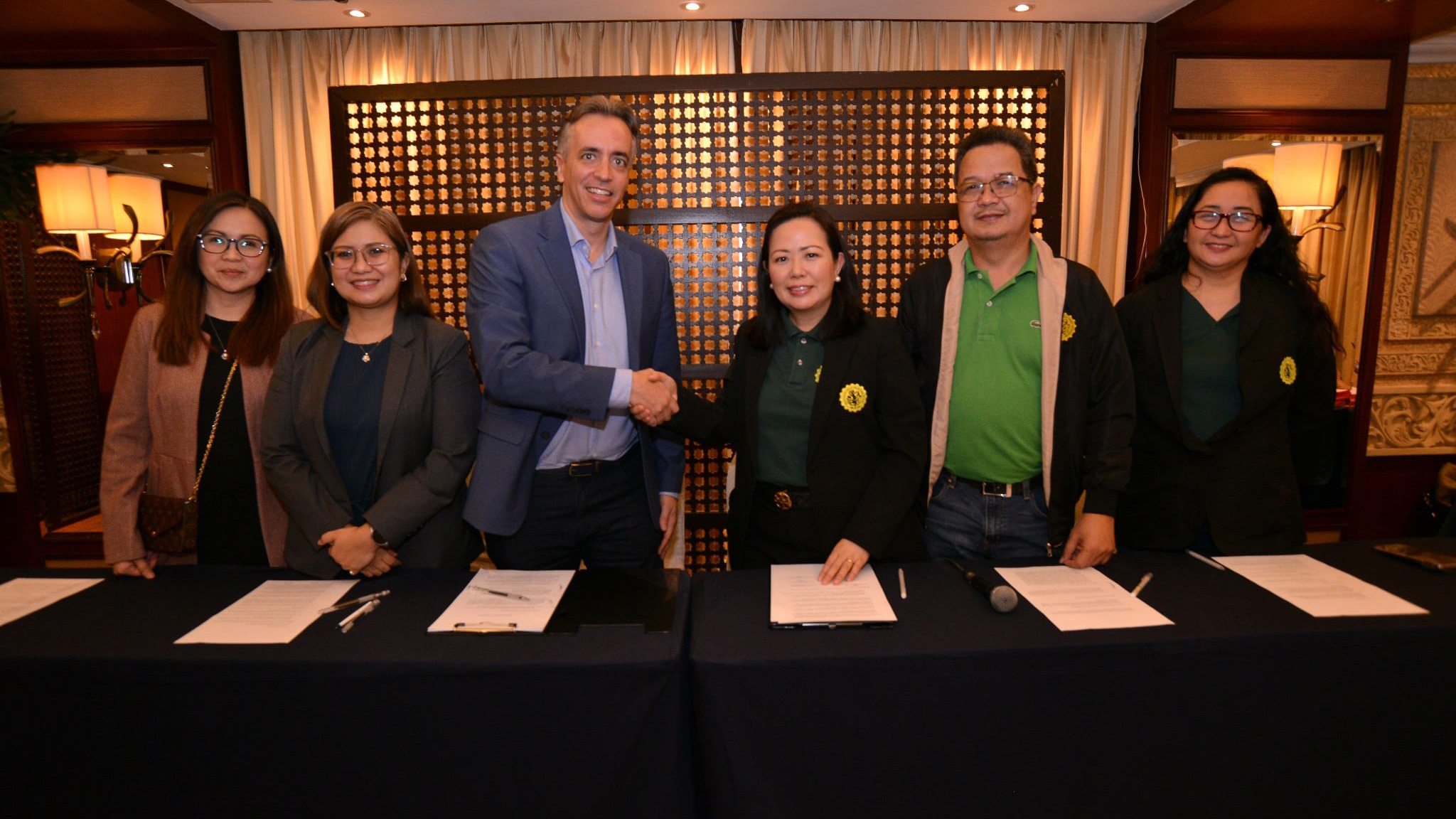 From left: MSD representatives: Ethel Calma, vaccines business unit head; Dr. Mary Ann Galang, country medical lead; and Andreas Riedel. PCOM representatives: Dr. Anna Sofia Fajardo, president; Dr. Claire Miñoza, vice president; and Dr. Roselle Andress, board member.