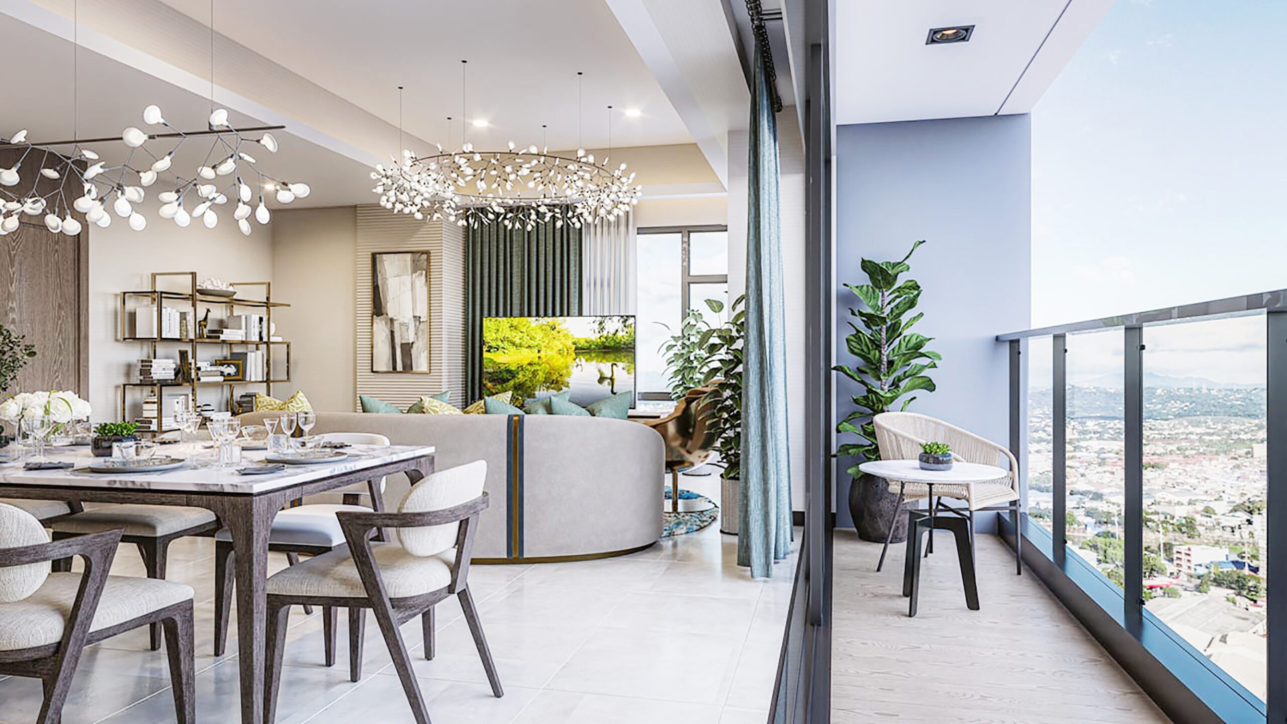 Artist’s perspective of Le Pont Residences Unit with Loggia for extended living space